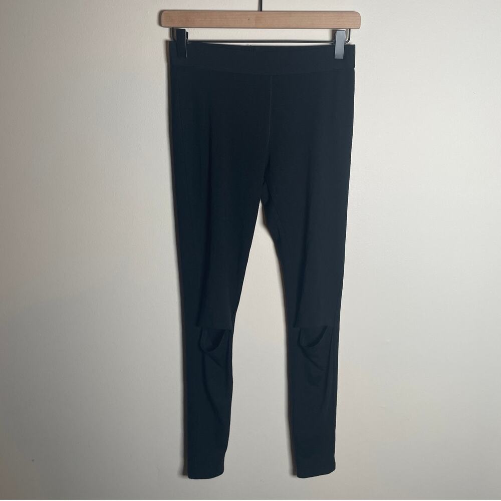 JOAH BROWN Open Slit Knee Black Legging Pant Minimal Neutral Whimsigoth M/L